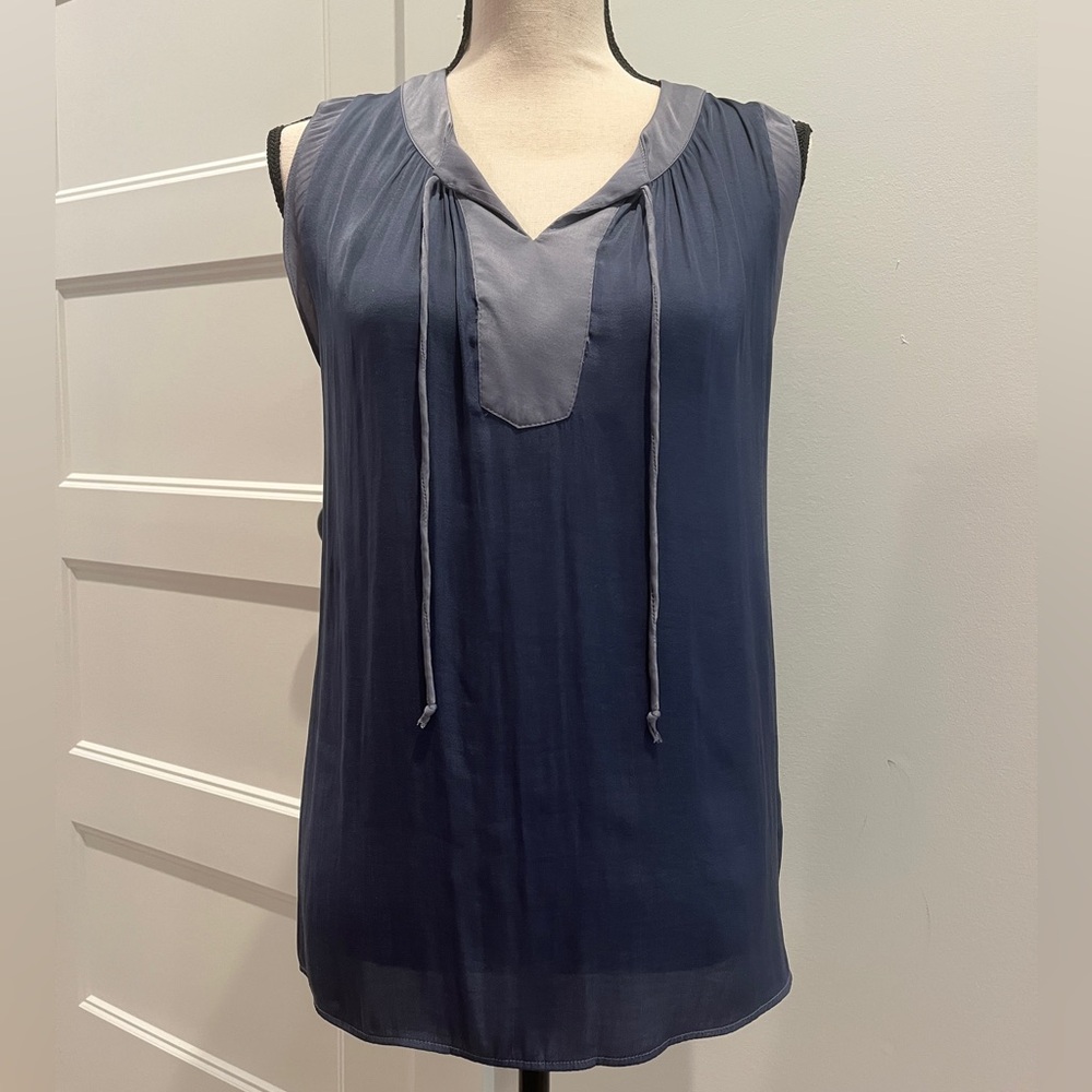 Sweet Grey Juni Mixed Material Sleeveless Top